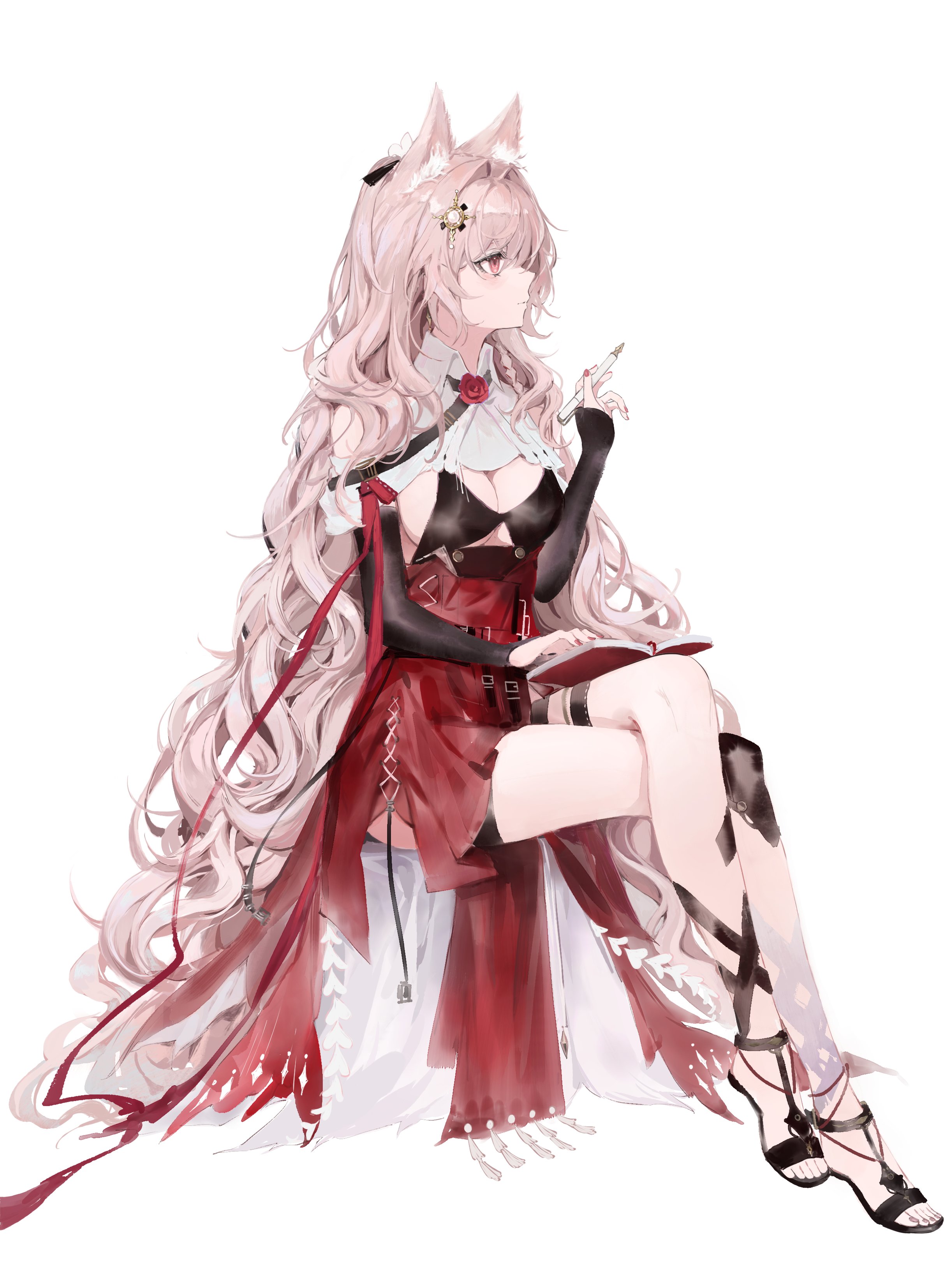 yamiiv arknights pozyomka (arknights) animal ears garter heels no bra